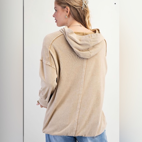 Easel Cream/Beige Peace Sign Women's Hoodie - Picture 6 of 6